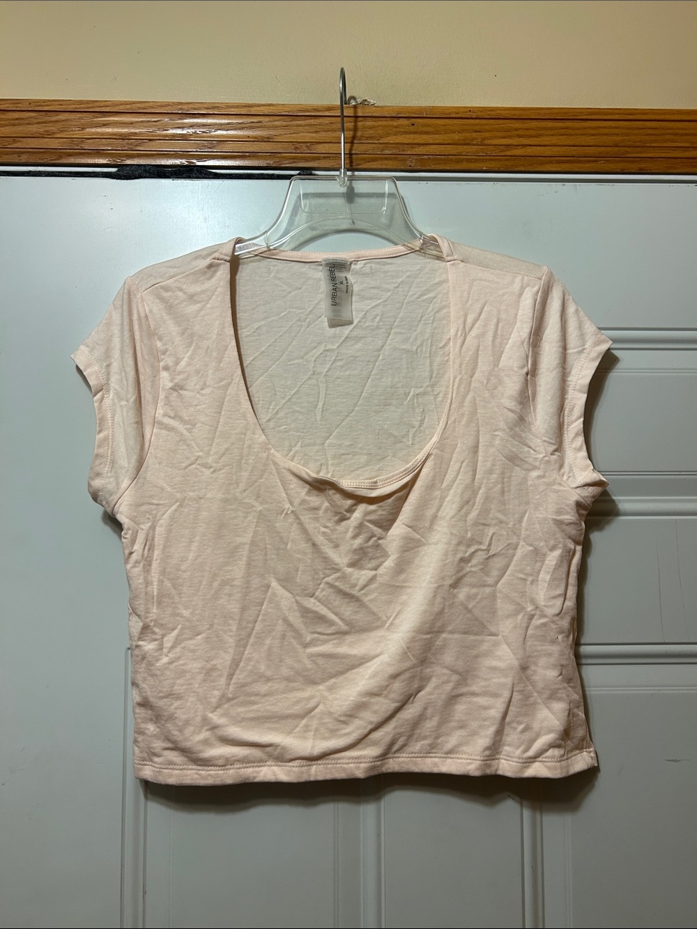 Women's Scoop Neck Cropped Tee - Light Peach XL